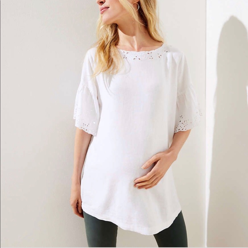 Loft Maternity Eyelet Blouse NWT